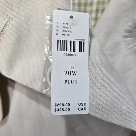 Anthropologie Maeve Daisy Embroidered Trench Coat Beige Plus Size 20W NWT - Picture 6 of 9